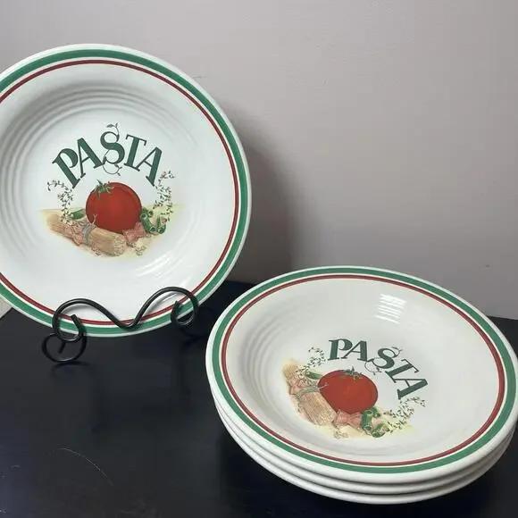 Treasure Craft Pottery “Pasta” Bowls Crafted In The USA 10” Wide Bowls Set Of 4 - Picture 8 of 11